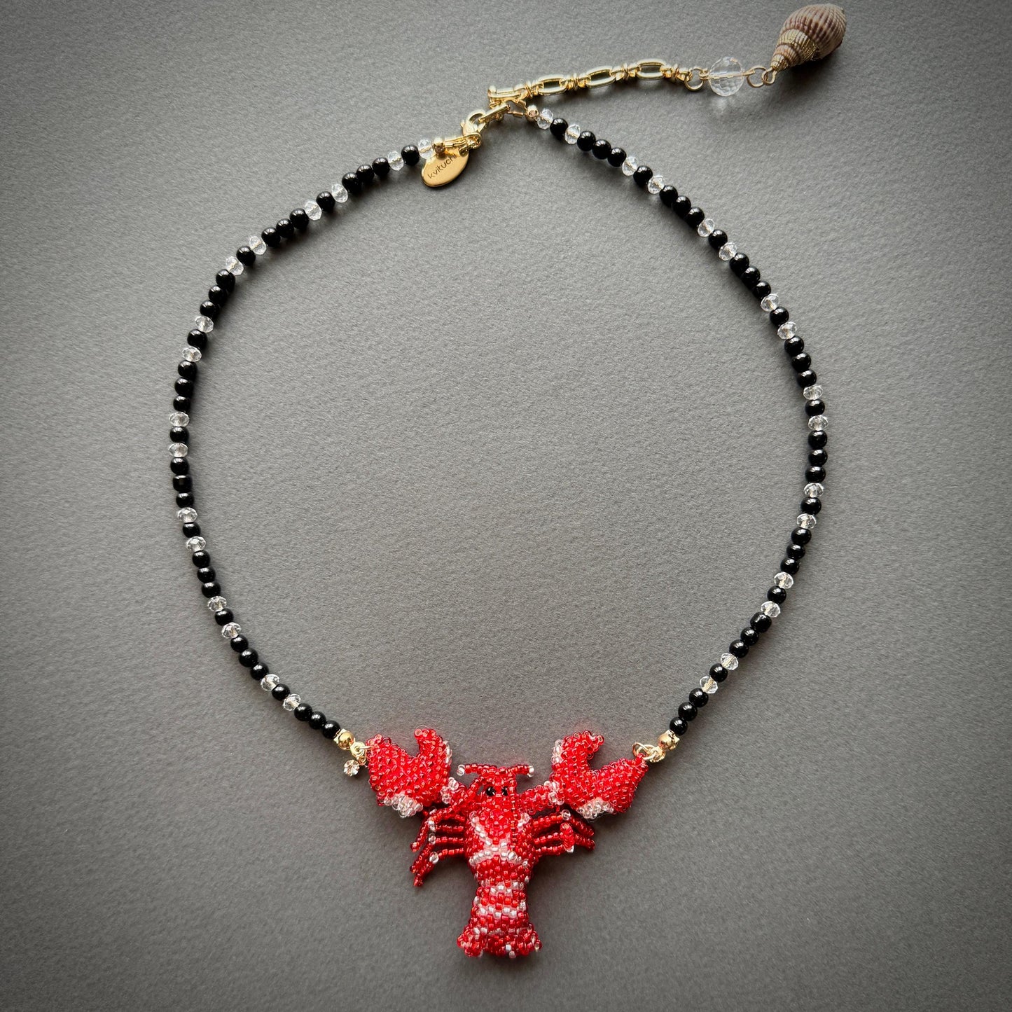 necklace CRAYFISH, czech beads, handmade jewelry, gift, pendant CRAYFISH, stylish choker