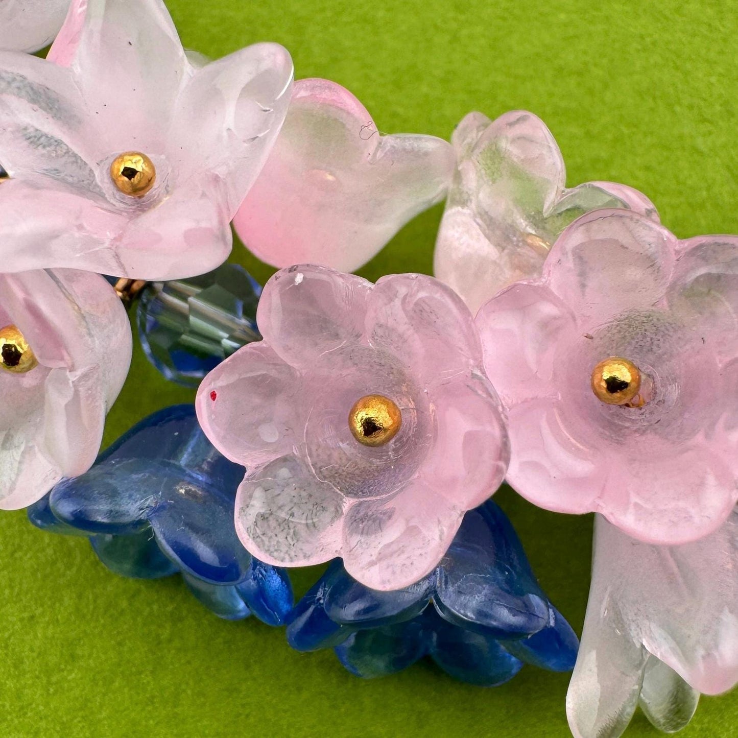 Delicate Floral Bracelet - Czech Glass Bouquet Design, Thoughtful Gift for Women Gold Plated 18K