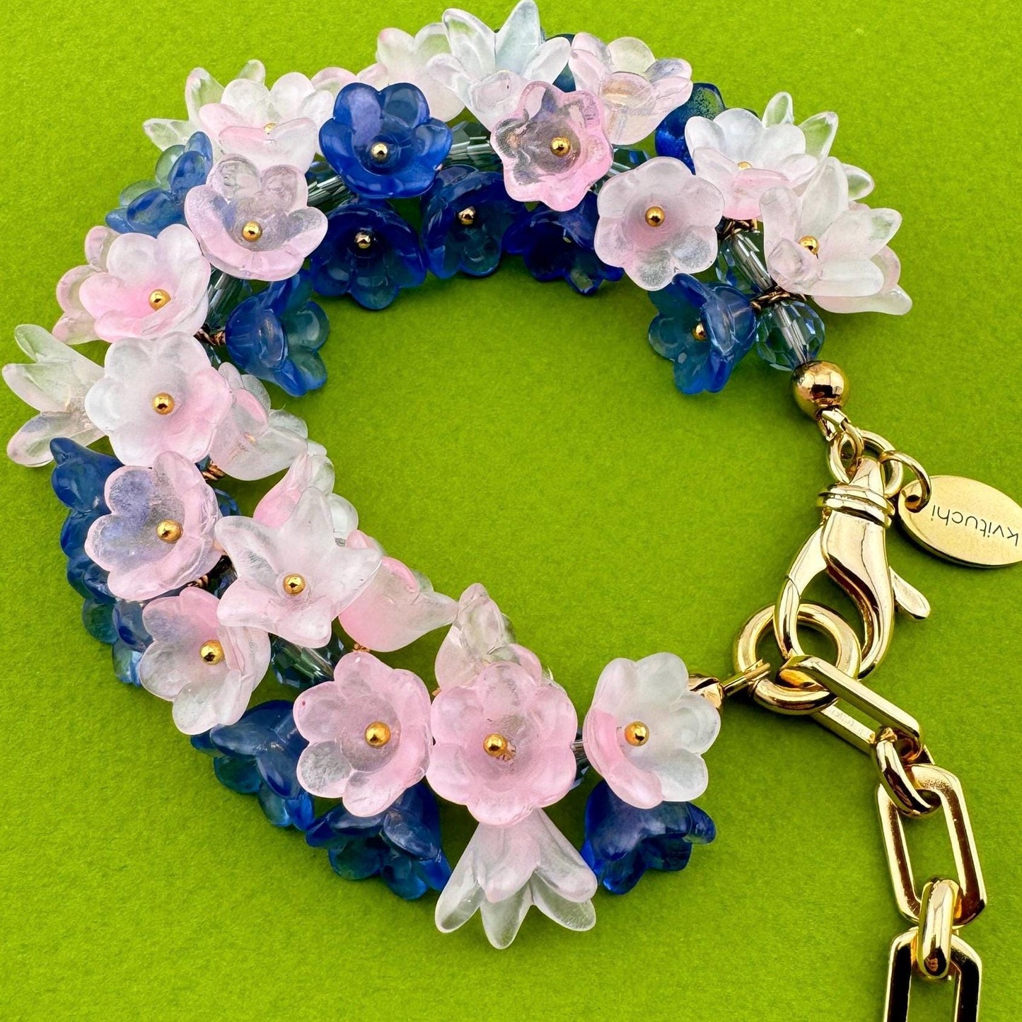 Delicate Floral Bracelet - Czech Glass Bouquet Design, Thoughtful Gift for Women Gold Plated 18K