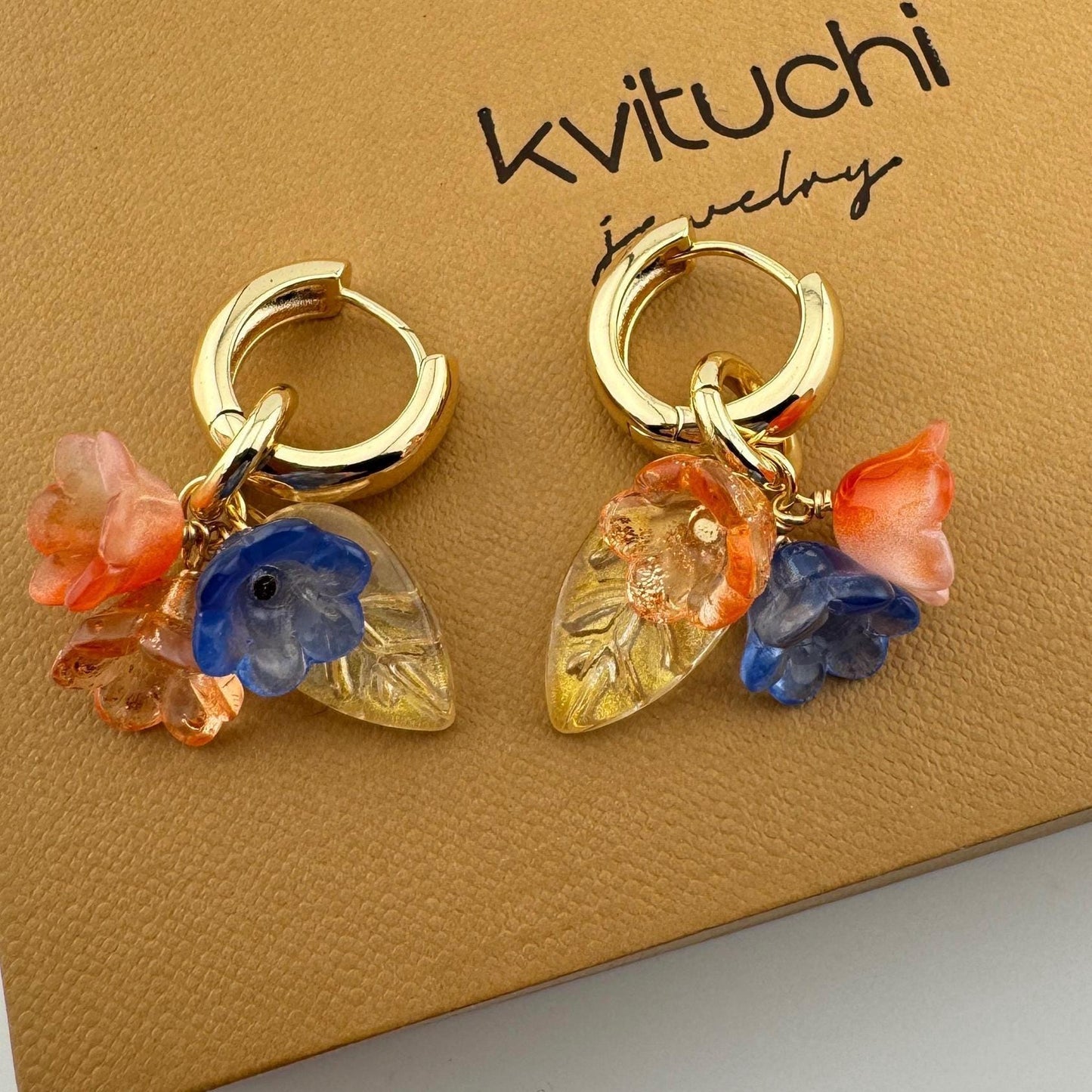 Earrings 18K Gold Plated Gift  for Women Flowers jewelry floral