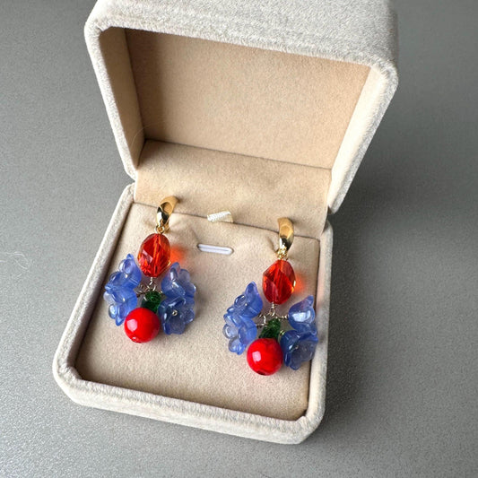 Glass Flower Jewelry Lampwork 18K Gold Plated  Earrings Handmade Gift Christmas Gifts