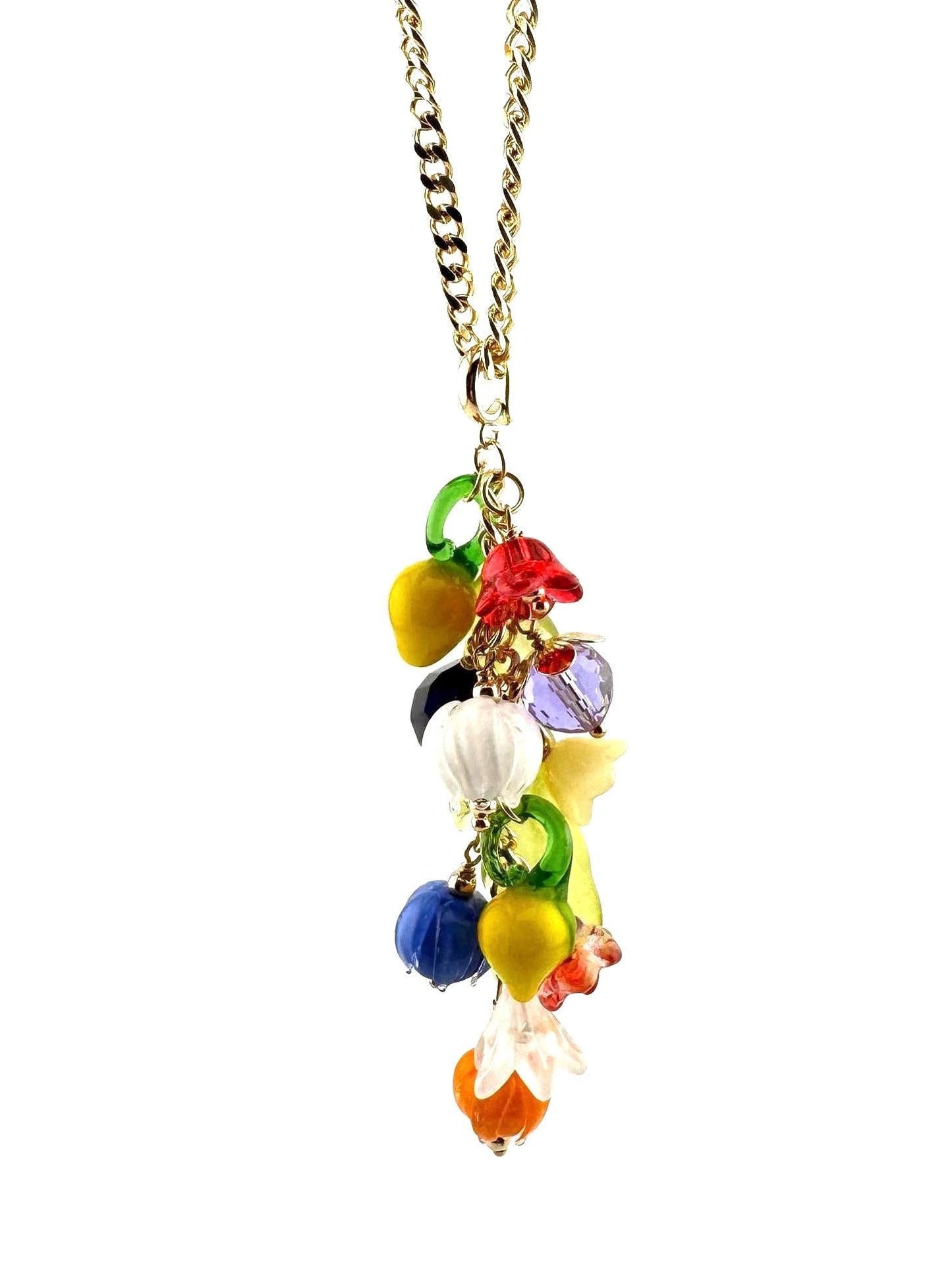 Handmade Jewelry Glass Flowers Lampwork  18K Gold Plated Necklace Gift for women Christmas Gift Chain Choker